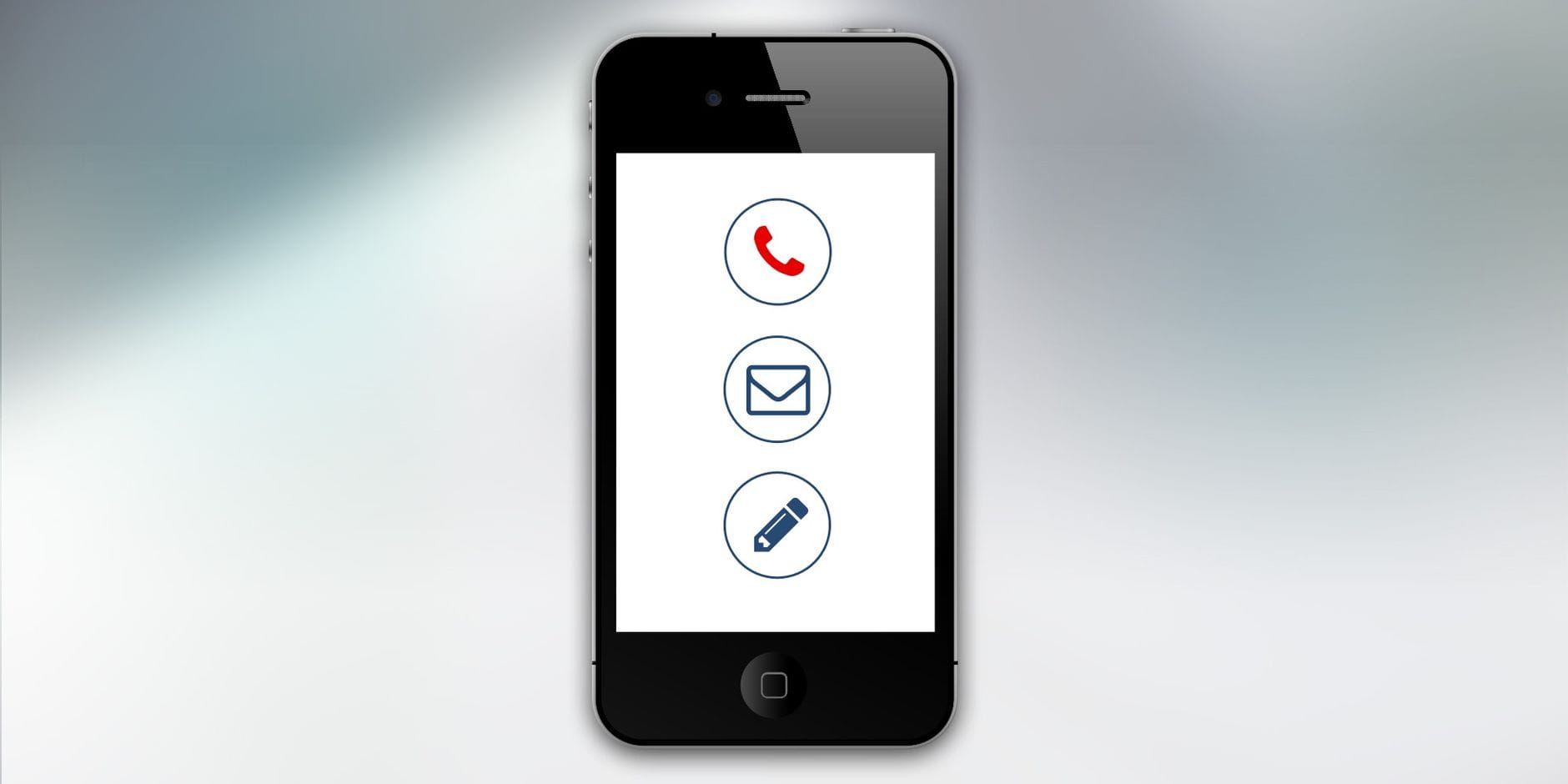 Smartfon z wyświetlonymi ikonami telefonu, e-maila i wiadomości Smartfon z wyświetlonymi ikonami telefonu, e-maila i wiadomości